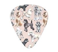 Poodles Dogs Guitar Plectrums 12 Pieces Set - Comfortable In The Hand With Smooth Edges Three Thicknesses To Match