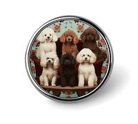 Poodles Dogs Lapel Pin Badge Round Metal Button Pin Personalized Novelty Pinback Button Badges Funny Recognition Enamel Pins Novelty Cute Cartoon Brooch Pin for Jacket Bag Coat