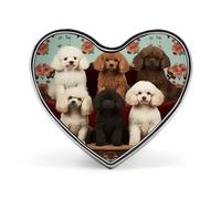 Poodles Dogs Lapel Pin Cute Custom Button Pin Personalized Heart Brooch Aluminum Alloy Brooch Pins Fashion Exquisite Badge Pins for Hat Bag Suit Tie Wedding Accessories