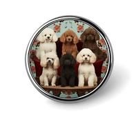 Poodles Dogs Lapel Pin Exquisite Fashion Brooches Personalized Button Badge Novelty Unique Cute Button Pins Round Badge Pin Metal Brooch Pins for Backpack Bags Jacket