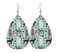 Poodles Dogs Leather Earring For Women Teardrop Dangle Printed Fashion Accessories Daily Wear Party