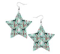 Poodles Dogs Leather Star Shaped Earrings Fashion Accessories Lightweight Festivals Parties Everyday Life