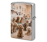 Poodles Dogs Lighter Case Metal Double-Sided Lighter Cover Pocket Lighters Sleeve Windproof Lighters Accessories for Men Women