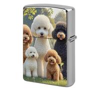 Poodles Dogs Lighter Case Metal Double-Sided Lighter Cover Pocket Lighters Sleeve Windproof Lighters Accessories for Men Women