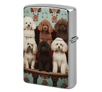 Poodles Dogs Lighter Case Metal Protective Cover with Double-Sided Art Design, Cool Lighters Pouch Shockproof Lighter Cover for Men Women Gifts, Lighters Not Included