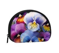Poodles Dogs Mini Coin Purse Pouch Change Holder, Shell Shape Zip Around Wallet,Credit Card Holder for Women, Pansy Perfection, One Size, Classic