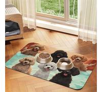 Poodles Dogs Pet Feeding Mat Absorbent Pu Leather Dog Cat Food Mats Contain Spills Protects Floors, Anti-Slip Rubber Backing Dog Bowl Mats Easy Clean Pet Placemats 40x60cm