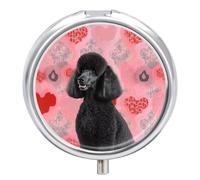 Poodles Dogs Pill Box 3 Compartment Travel Pill Organizer with Small Mirror Portable Pillcase for Pocket & Purse Cute Round Medicine Case Weekly Medicine Container