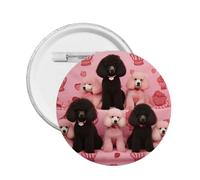 Poodles Dogs -Print Custom Round Enamel Pin - Alloy Metal Lapel Badge For Jacket, Bag, Gift Idea.