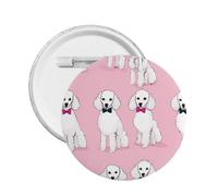 Poodles Dogs -Print Custom Round Enamel Pin - Alloy Metal Lapel Badge For Jacket, Bag, Gift Idea.