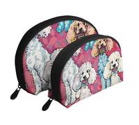 Poodles Dogs Print Shell-Shaped 2-Piece Makeup Bag Set Travel Cosmetic Organiser Stylish Storage for Beauty & Gifts for Women Girls