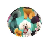 Poodles Dogs Print Shower Cap, Shower Cap for Women Reusable, Waterproof Bath Cap,Quick Drying Bath Hair Cap