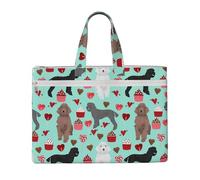 Poodles Dogs Printed Document Bag Teacher Canvas File Tote Bag Pouch for Work, Casual Handbag for Office School Travel Beach