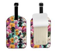 Poodles Dogs Printed Leather Luggage Tag, Durable Baggage Identifier, Soft PU ID Label, for Business Travel