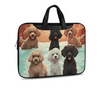 Poodles Dogs Printed Leather Shoulder Messenger Bag Briefcase for Men Women Travel Business Office Hangbag Laptop Pack Crossbody