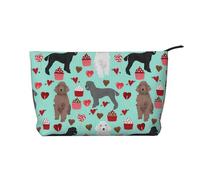 Poodles Dogs Printed Make up Bag for Women Corduroy Makeup Bags Zipper Travel Cosmetic Bags Pouch Organizer