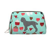 Poodles Dogs Printed Small Makeup Bag Portable Leather Make up Bag Travel Cosmetic Bags Organizer for Women, Gold Zipper