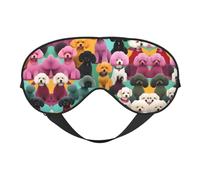 Poodles Dogs Printing Soft Eye Mask,Double-Sided Soft Eye Cover for Sleep,Travel,Yoga, Adjustable Strap, Blocks Light