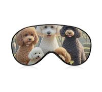 Poodles Dogs Sleep Mask Light Blocking Eye Cover Polyester Eye Mask with Elastic Strap Blindfold for Side Sleeper Sleeping Masks Face Hugging for Women Men Travel