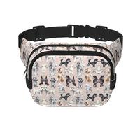 Poodles Dogs Square Double Layer Waist Bag Belt - Unisex Everywhere Fanny Pack Purse for Running, Travel, Hiking, Fitness, Black, One Size