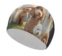 Poodles Dogs Swim Cap Comfortable Shower Caps for Drag Reduction and Hair Protection Durable Soft Elastic Bathing Cap Keep Hairstyle Unchanged for Women and Men