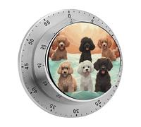 Poodles Dogs Timers Kitchen Chef Cooking Timers Portable Countdown Alarm Loud Countdown Clock Waterproof Stainless Steel Timer Compact 60-Minute Mechanical Timer Daily Use