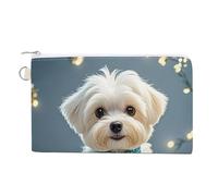 Poodles Dogs Wallet for Men Women Canvas Coin Purse Zippered Change Holder with Secure Closure, Lovely Maltese dog, One Size