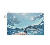 Poodles Dogs Wallet for Men Women Canvas Coin Purse Zippered Change Holder with Secure Closure, Ocean Sea Animal Shark, One size