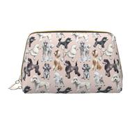 Poodles Dogs Zipper Closure Leather Portable Waterproof Cosmetic Bag for Home Travel to Organize Toiletries Sundries