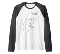 Poof Sad Cat Empty Paws It's Gone Funny Line Art Raglan Baseball Tee