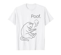Poof Sad Cat Empty Paws It's Gone Funny Line Art T-Shirt