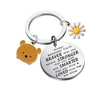 Pooh Bear Keychain Pooh Bear Gifts Movie Fans Gift Inspirational You Are Braver Stronger Smarter Than You Think Pooh Keychain