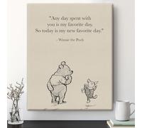 Pooh Bear Quote Wall Art Decor Retro Any Day Spent With You is My Favorite Day Sayings Canvas Painting Print Sign Artwork Ready to Hang 8x10 Inches