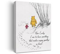 Pooh Bear Wall Art Decor Motivational Poster Framed Painting Print How Lucky I am Canvas Artwork for Home Nursery Decor 12 X 15 Inch