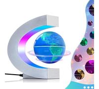 Poojaed Magnetic Levitating Floating Globe Lamp with Multicolor LED Lights, Cool Gadgets C Frame Floating Globe for Office Home Desk Decor, Cool Tech Gift for Men Father Husbands Boys and Girls