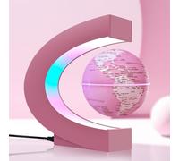 Poojaed Magnetic Levitating Floating Globe Multi-color Changing Self-rotating with LED Lights, Desktop Decorative Globe, Cool Tech Gifts for Ladies/Mothers/Wives/Girlfriends/ (Pink)