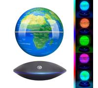 Poojaed Magnetic Levitating Floating Globe with LED Light, 16 Colors Cool Tech Gadgets Gifts World Globe Lamp for Men Father Boys Girls, Birthday Gifts for Home Office Desk Decor Display