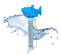 Pool Accessories Set with For Shark Thermometer & Dosing Buoy, ABS Floating Thermometer (21cm) & Adjustable Chemical-Dispenser (12.5cm), Blue, for Easy Pool Maintenance & Temperature Monitoring