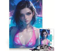 Pool Anime Bikini Girl 1000 Piece Jigsaw Puzzles for Teenagers Mind Challenge Toy Quiet Hobby Precise Cut Seasonal Gift (50x75cm)