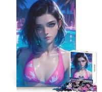 Pool Anime Bikini Girl 1000 Piece Jigsaws for Teenagers Puzzle Reason Skill Toy Mental Relax Exact Cut (38x26cm)