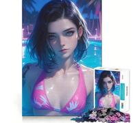 Pool Anime Bikini Girl 1000 Piece Jigsaws for Teenagers Puzzle Reason Skill Toy Mental Relax Exact Cut (38x26cm)