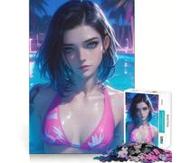 Pool Anime Bikini Girl Jigsaw Puzzles 1000 Pieces for Adults Logic Sense Toy Leisure Time Smooth Edge Seasonal Gift (38x52cm)