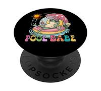 Pool Babe Cute Frog Mushroom Retro Summer Vibes PopSockets Adhesive PopGrip