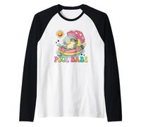 Pool Babe Cute Frog Mushroom Retro Summer Vibes Raglan Baseball Tee