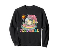 Pool Babe Cute Frog Mushroom Retro Summer Vibes Sweatshirt