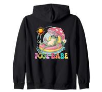 Pool Babe Cute Frog Mushroom Retro Summer Vibes Zip Hoodie