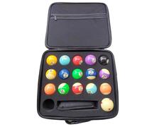 Pool Ball Case - Large Capacity Pool Ball Storage Bag with 17 Foam Slots | Lightweight Hard Travel Case with Shoulder for 16 Standard Balls More Than