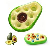 Pool Bar Inflatable Drink Holder, 2-in-1 Avocado Shape Drinks Snack Holder, 8 Holes Large Capacity Floating Coasters, Floating Tray, for Summer Pool Parties, Water Park, Beach Theme Party