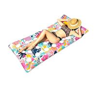 Pool Bed - Tropical Sunbathing Chair | Inflatable Lounge Raft, Leaf Print PVC Pool Floats with Headrest for Family Men Kids Tanning Water Sports Beach Vacation