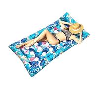 Pool Bed - Tropical Sunbathing Chair | Inflatable Lounge Raft, Leaf Print PVC Pool Floats with Headrest for Family Men Kids Tanning Water Sports Beach Vacation